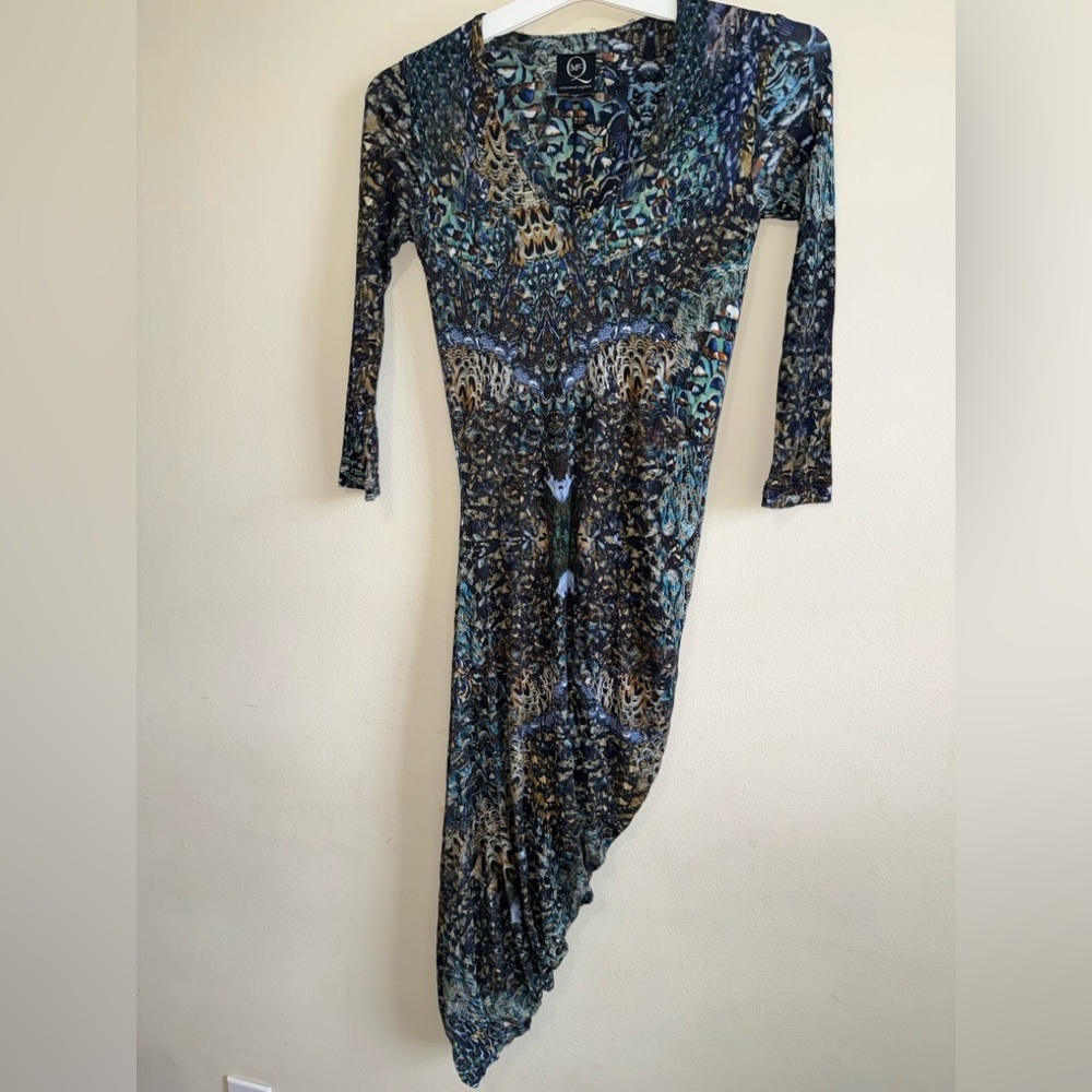 MC Alexander McQueen Peacock Draped Dress NWT $550 Size S 2022-2012 Collection - Picture 6 of 7